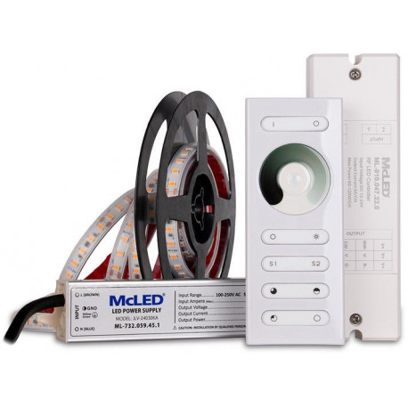 MCLED zostava LED pásik UWW 2m + kábel + trafo + stmievanie